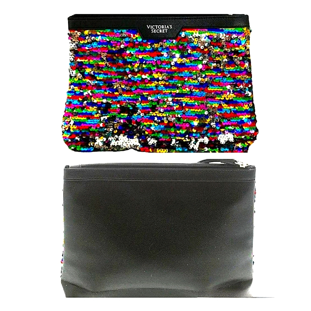 Victoria's Secret Multicolor Sequin Glitter Clutch Bag-8.75" L, 7.25" H, 1.75" D